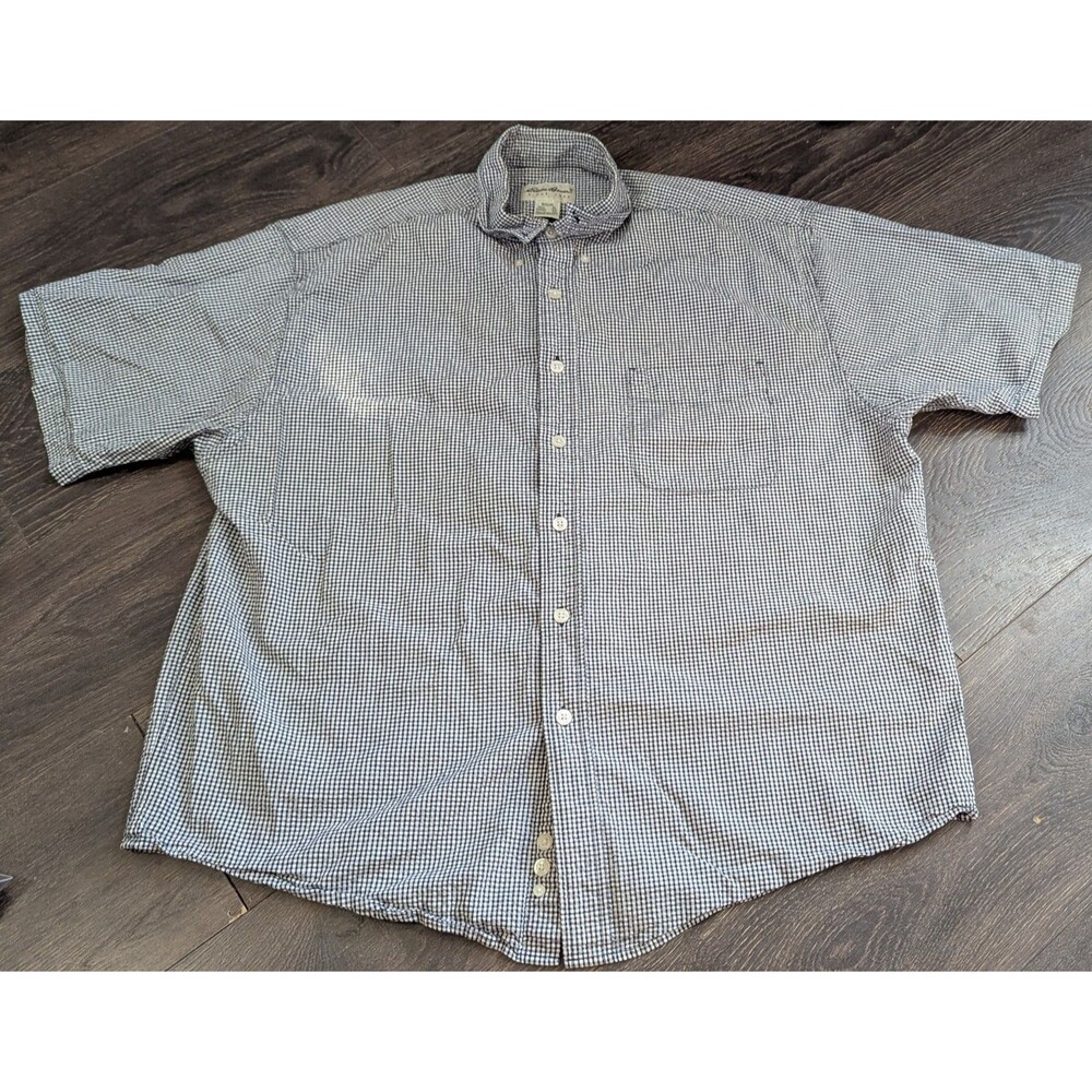 Eddie Bauer Shirt Mens Size Extra Large Linen Blend Button Up Short Sleeve(634m)
